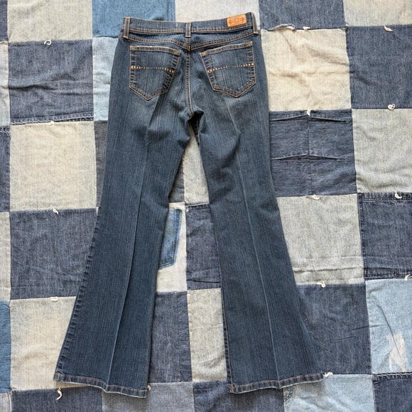 GLO VTG Y2K bootcut flare jeans low rise dark wash denim size 3 - Picture 2 of 11
